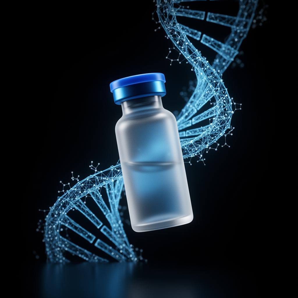 Stride research-grade peptide vial with molecular lattice